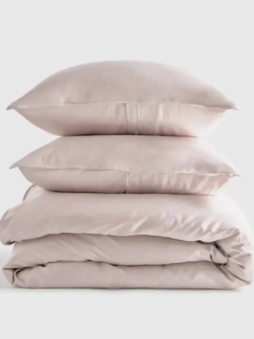 New! Quince Bamboo King Duvet Cover Set with Matching Shams in Soft Blush Pink